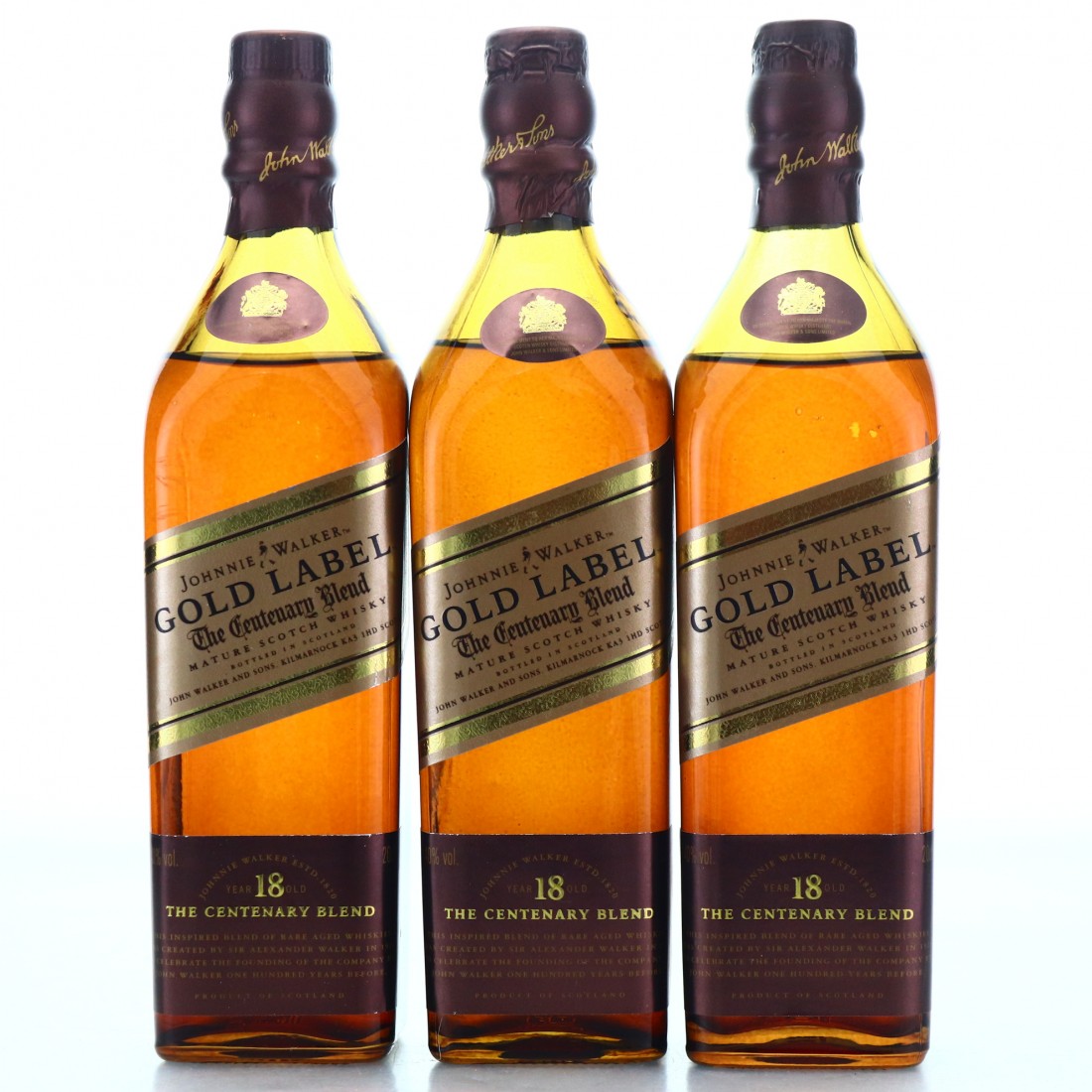 Johnnie Walker Gold Label 18 Year Old Centenary Blend 3 x 20cl Whisky Auctioneer