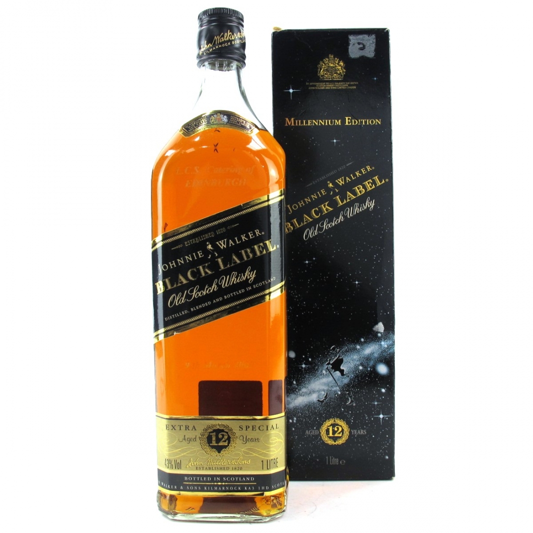 Johnnie Walker Black Label 12 Year Old 1 Litre / Engraved Whisky