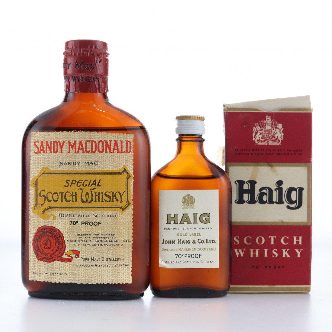 Sandy MacDonald Special Scotch Whisky Quarter Bottle 1960s / with Haig