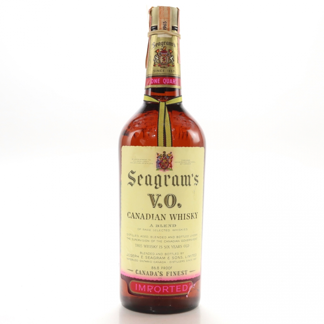 Seagram's VO 1965 Canadian Whisky Quart Whisky Auctioneer