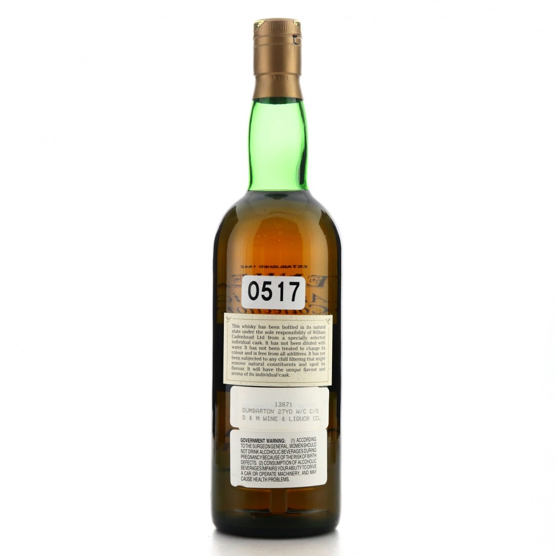 Inverleven 1969 Cadenhead S 27 Year Old 75cl Us Import Whisky Auctioneer