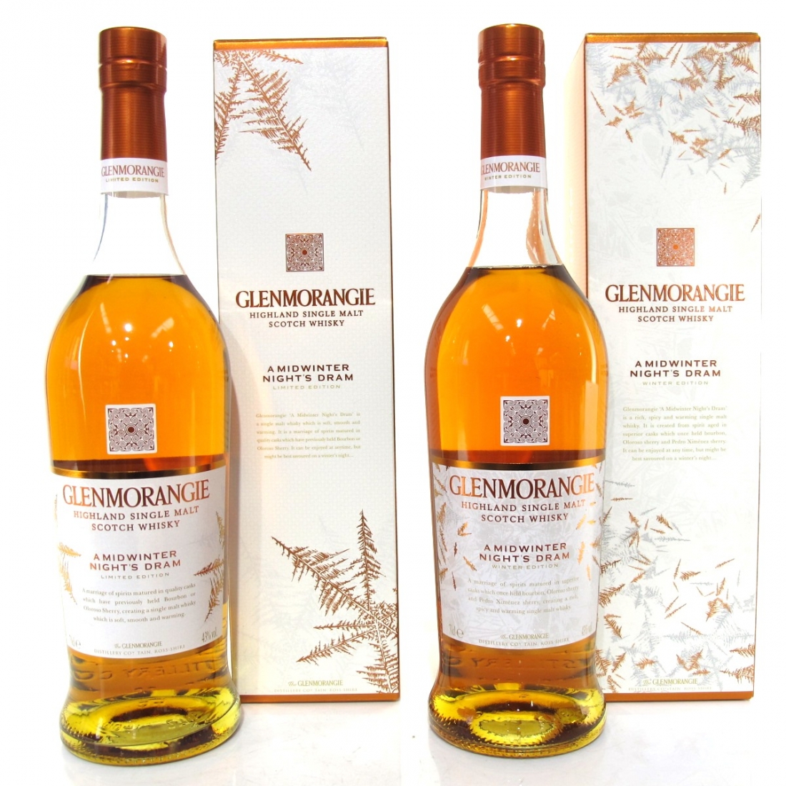 Glenmorangie A Midwinter Night's Dram 2015 and 2017 Release 2 x 70cl