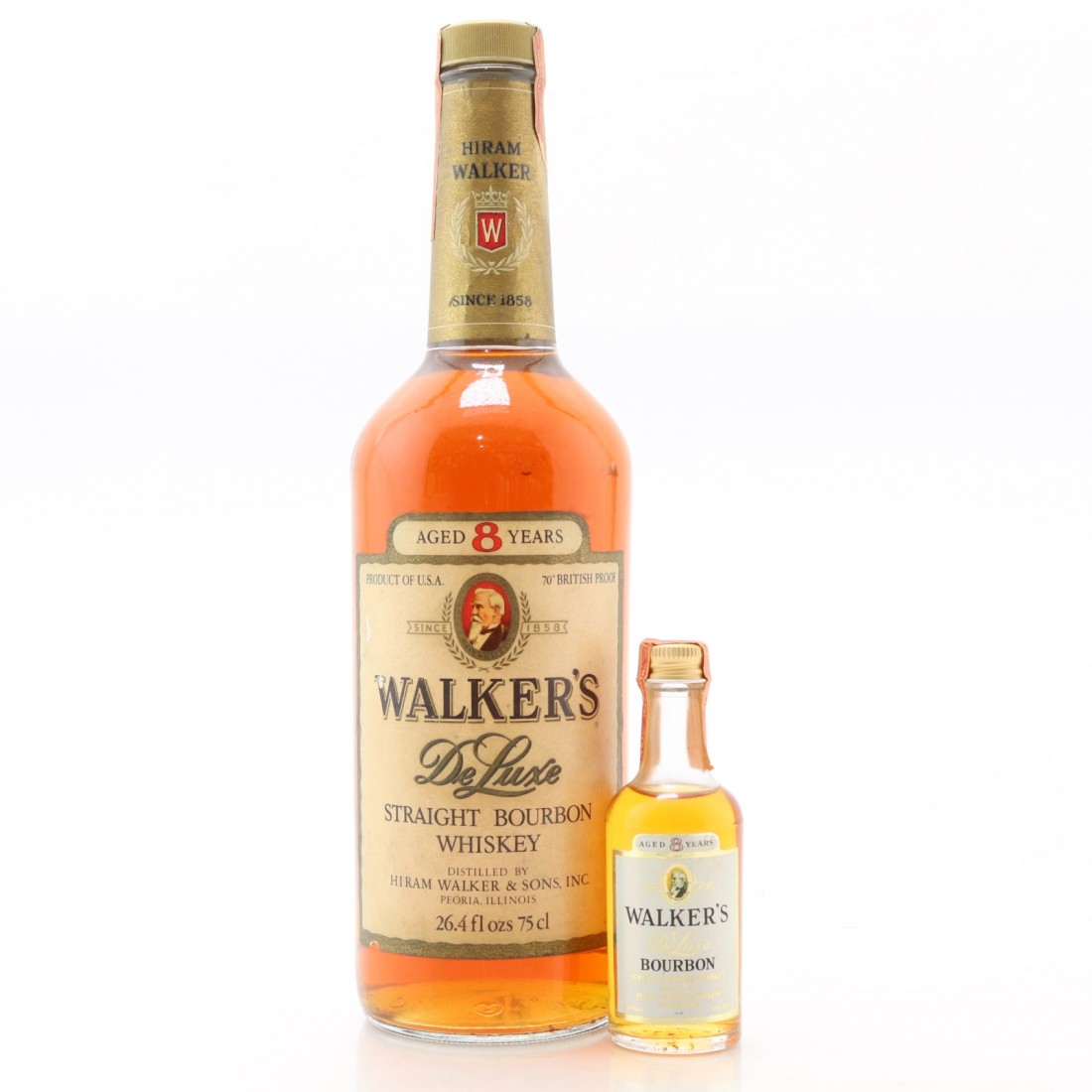 Walker's 8 Year Old De Luxe Bourbon 1970s / with Miniature Whisky